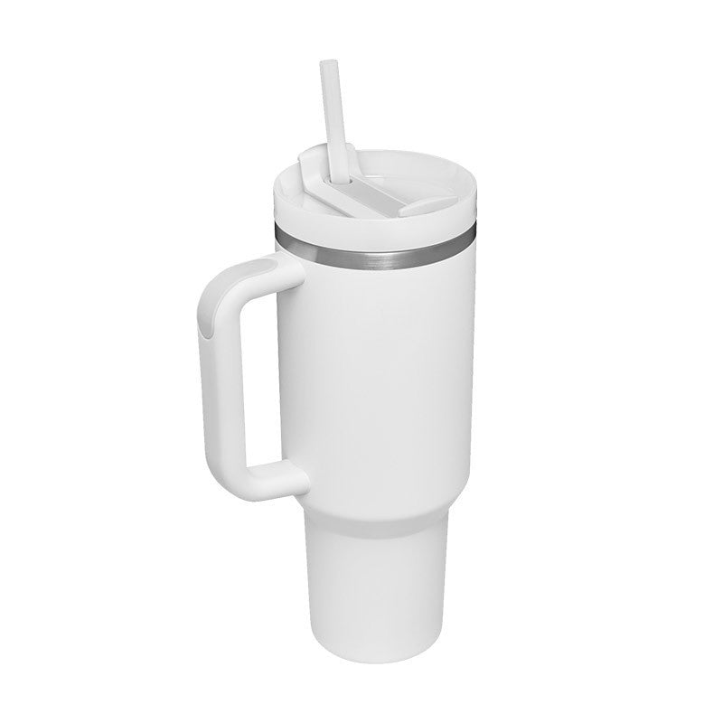 40 Oz Insulated Tumbler With Handle & Straw – Stainless Steel Spill-Proof Travel Mug. - Home Fusion