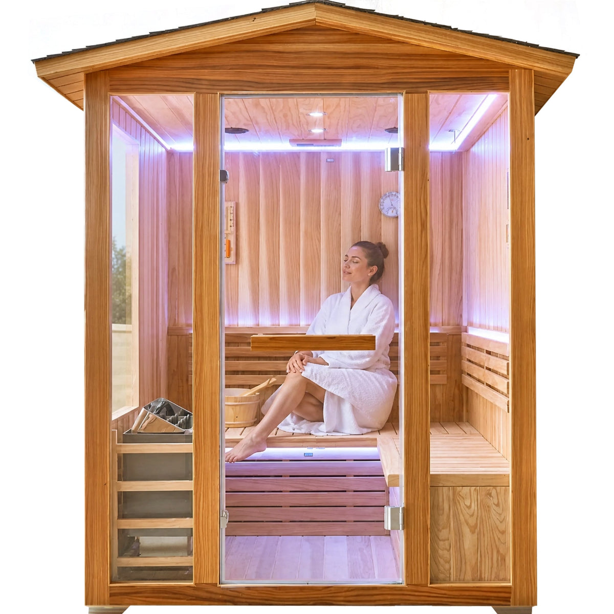 6000W Outdoor Traditional Steam Sauna for 4 People – Cedar Wood Sauna.