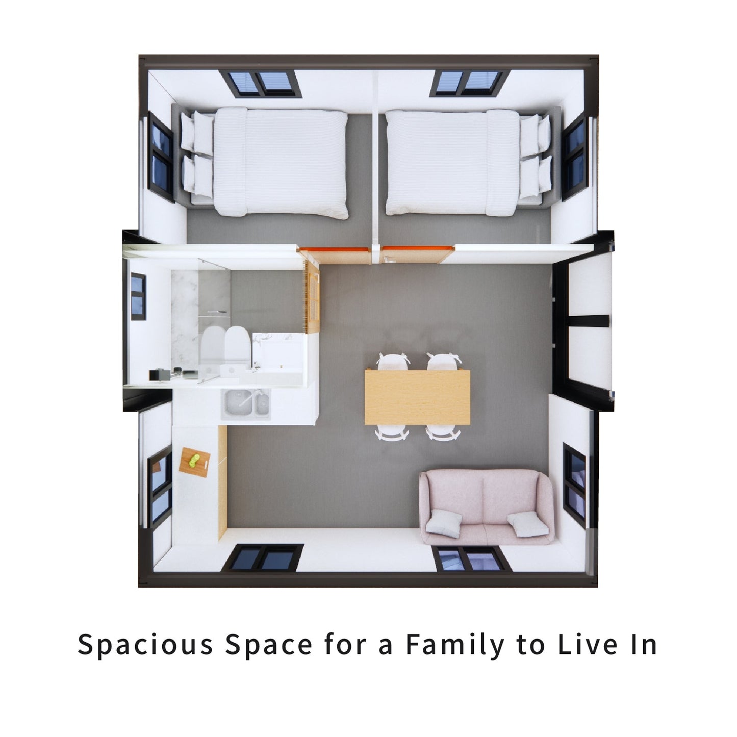 Foldable & Portable 20FT Expandable Tiny House: Modern Prefab Home with Full Amenities (1-2 Bed, Bath, Kitchen) - Home Fusion