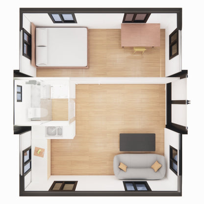 Foldable & Portable 20FT Expandable Tiny House: Modern Prefab Home with Full Amenities (1-2 Bed, Bath, Kitchen) - Home Fusion