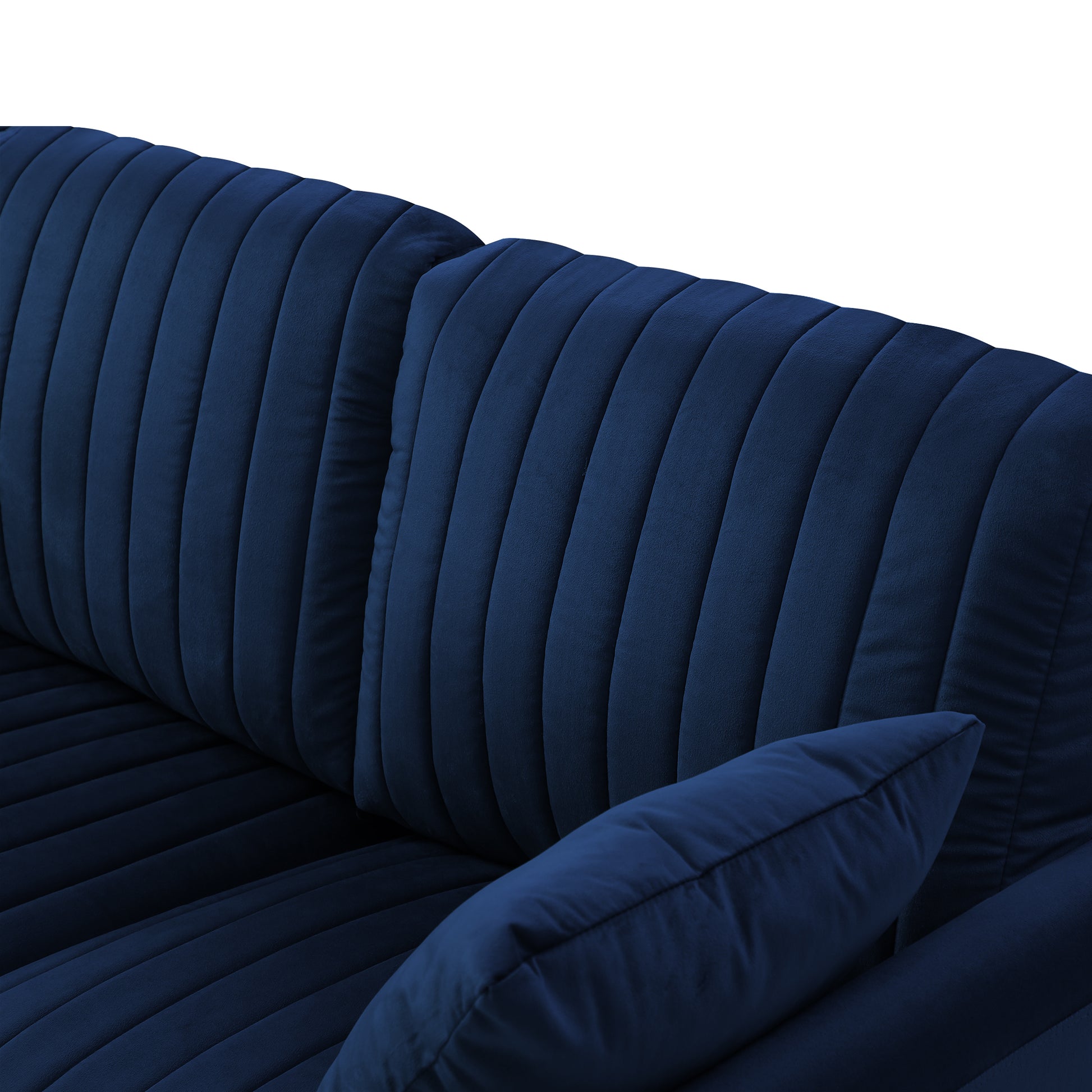 2 Pieces Sectional Sofa Set for Living Room, Velvet Tufted Couch Sofa With Metal Legs, 2 Piece Loveseat and Sofa, Furniture Set,Blue Velvet
