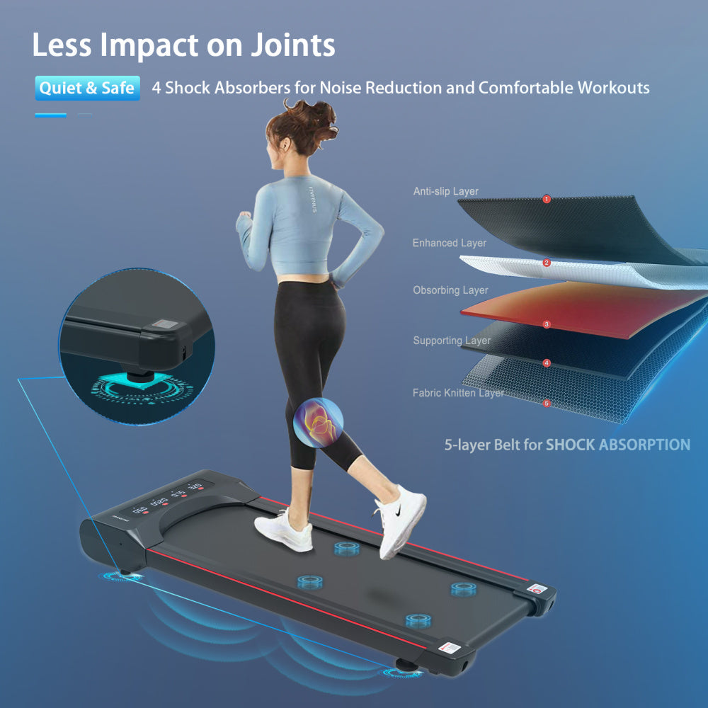 Under Desk Treadmill Machine 300 LB Capacity Walking Pad  for Home Office - Home Fusion