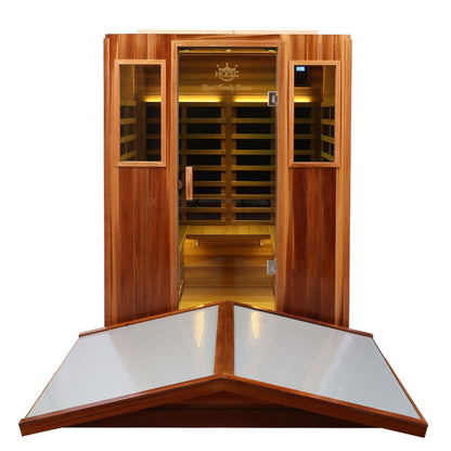 Outdoor 4 Person Red Cedar Infrared Sauna | Low EMF & Bluetooth. - Home Fusion