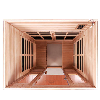 Outdoor 4 Person Red Cedar Infrared Sauna | Low EMF & Bluetooth. - Home Fusion