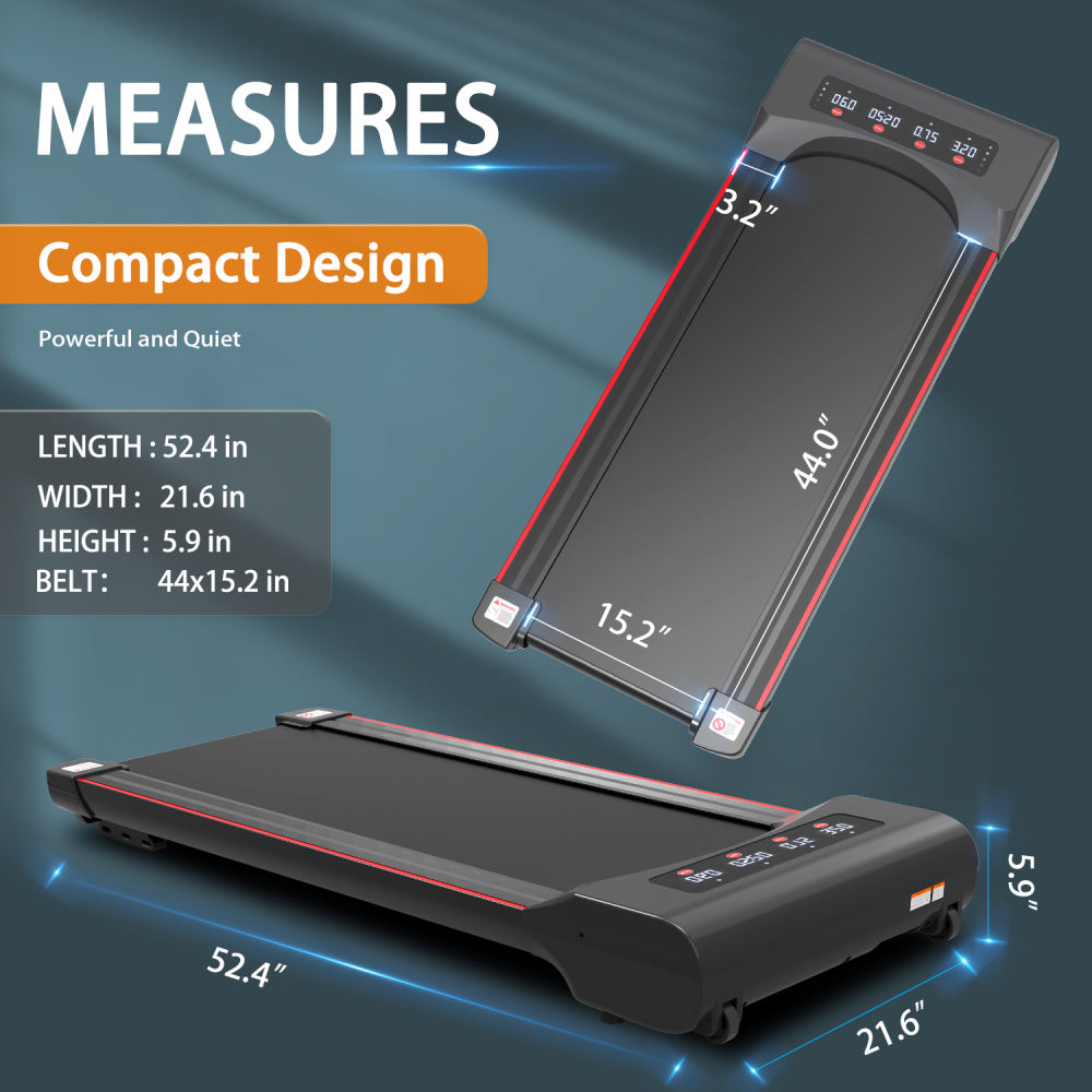 Under Desk Treadmill Machine 300 LB Capacity Walking Pad  for Home Office - Home Fusion