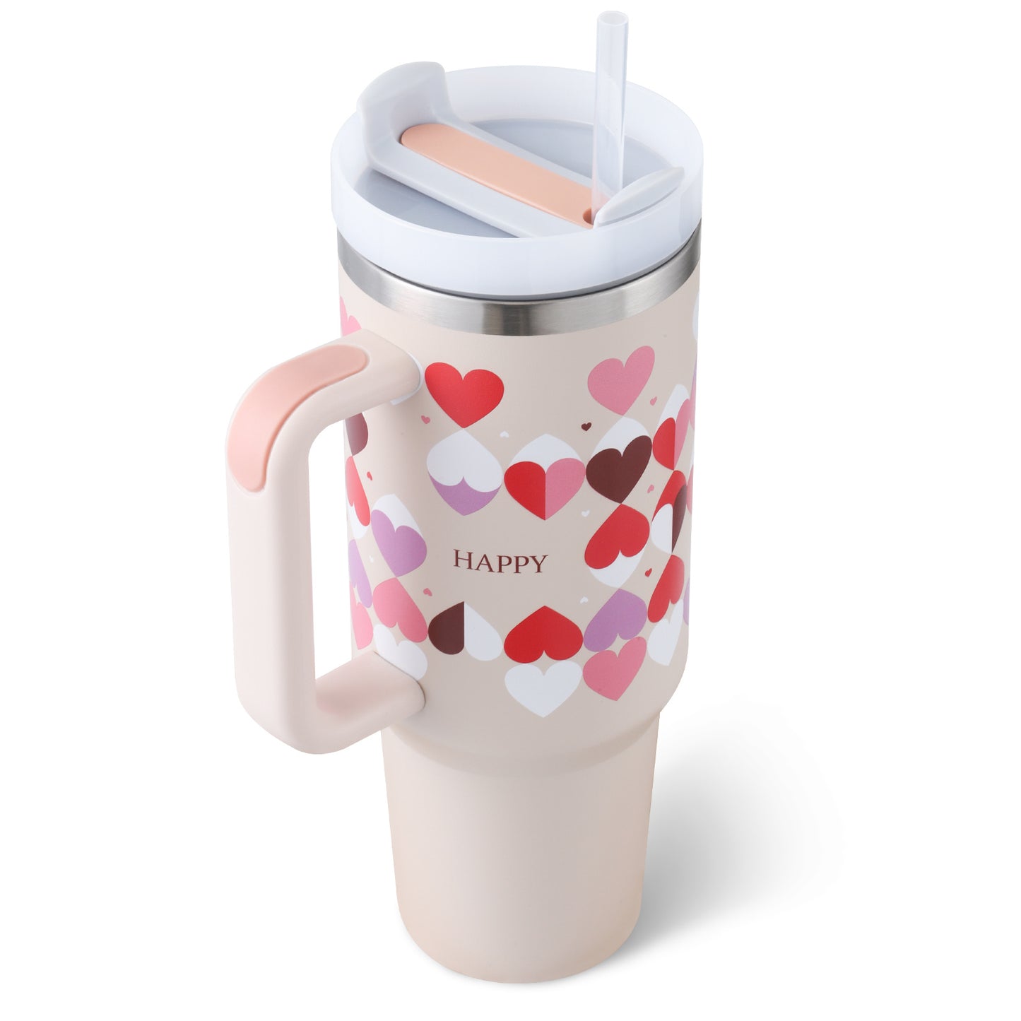 40 Oz Insulated Tumbler With Handle & Straw – Stainless Steel Spill-Proof Travel Mug. - Home Fusion