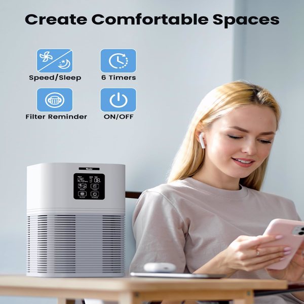 2 in 1 Air Purifier for Home Allergies Pets Hair Odor Eliminators, Aromatherapy diffuser and Auto Mode, Quiet Air Cleaner - Home Fusion