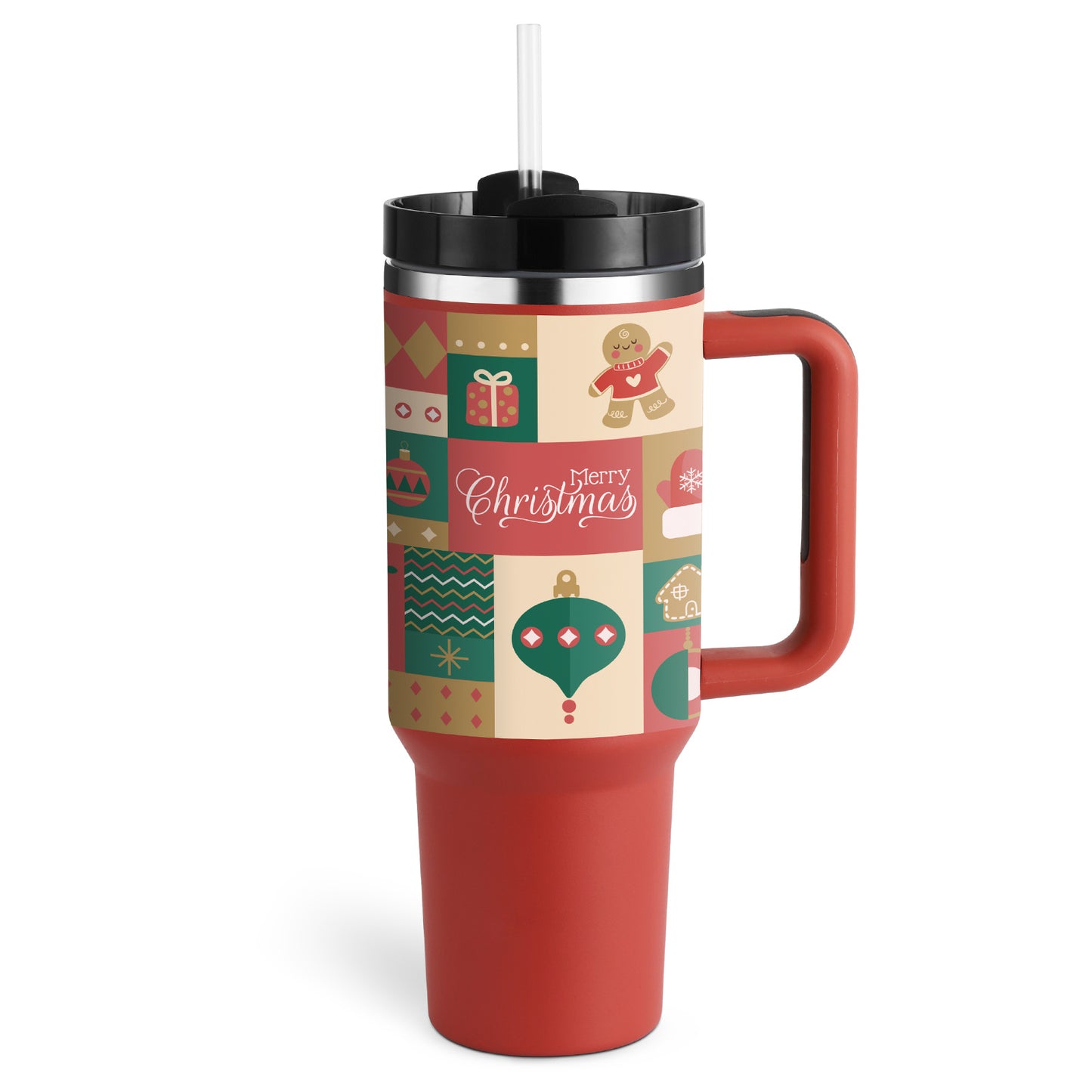 40 Oz Insulated Tumbler With Handle & Straw – Stainless Steel Spill-Proof Travel Mug. - Home Fusion