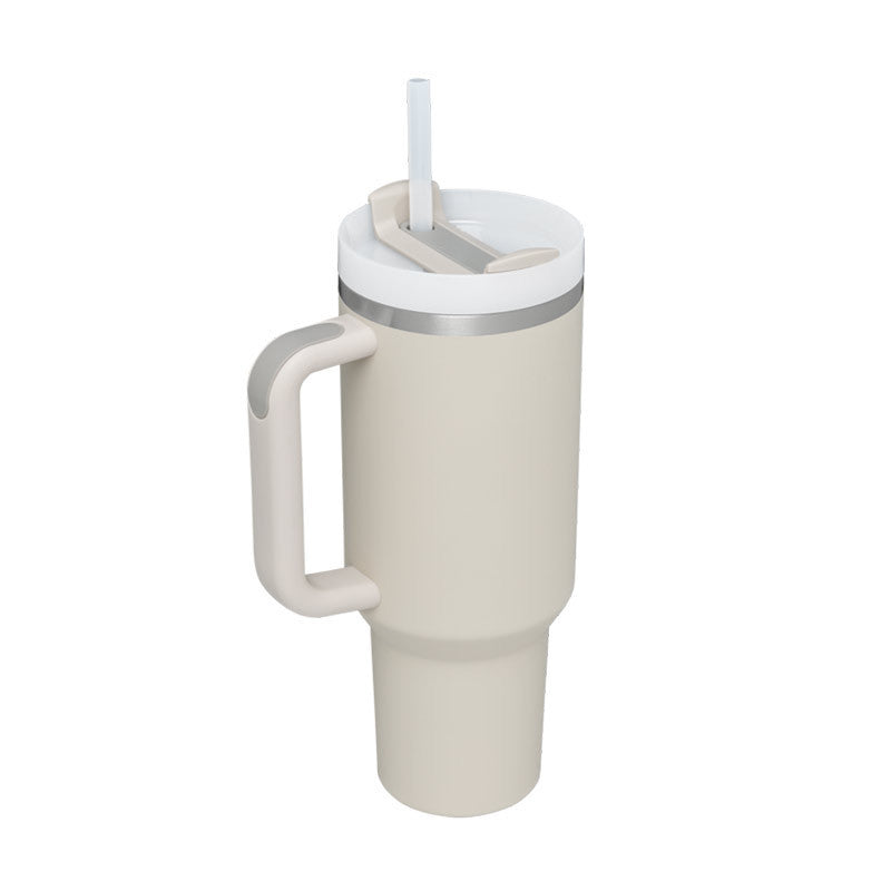 40 Oz Insulated Tumbler With Handle & Straw – Stainless Steel Spill-Proof Travel Mug. - Home Fusion