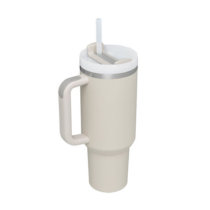 40 Oz Insulated Tumbler With Handle & Straw – Stainless Steel Spill-Proof Travel Mug. - Home Fusion