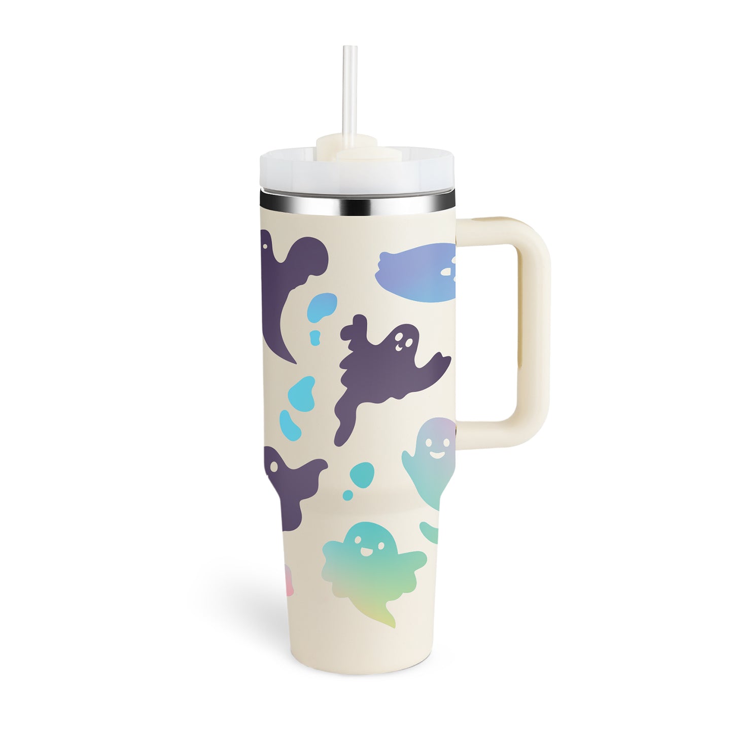 40 Oz Insulated Tumbler With Handle & Straw – Stainless Steel Spill-Proof Travel Mug. - Home Fusion