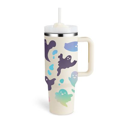 40 Oz Insulated Tumbler With Handle & Straw – Stainless Steel Spill-Proof Travel Mug. - Home Fusion