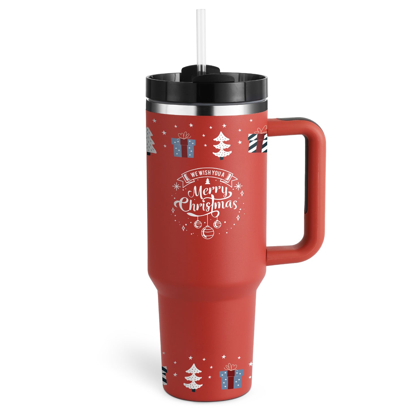 40 Oz Insulated Tumbler With Handle & Straw – Stainless Steel Spill-Proof Travel Mug. - Home Fusion