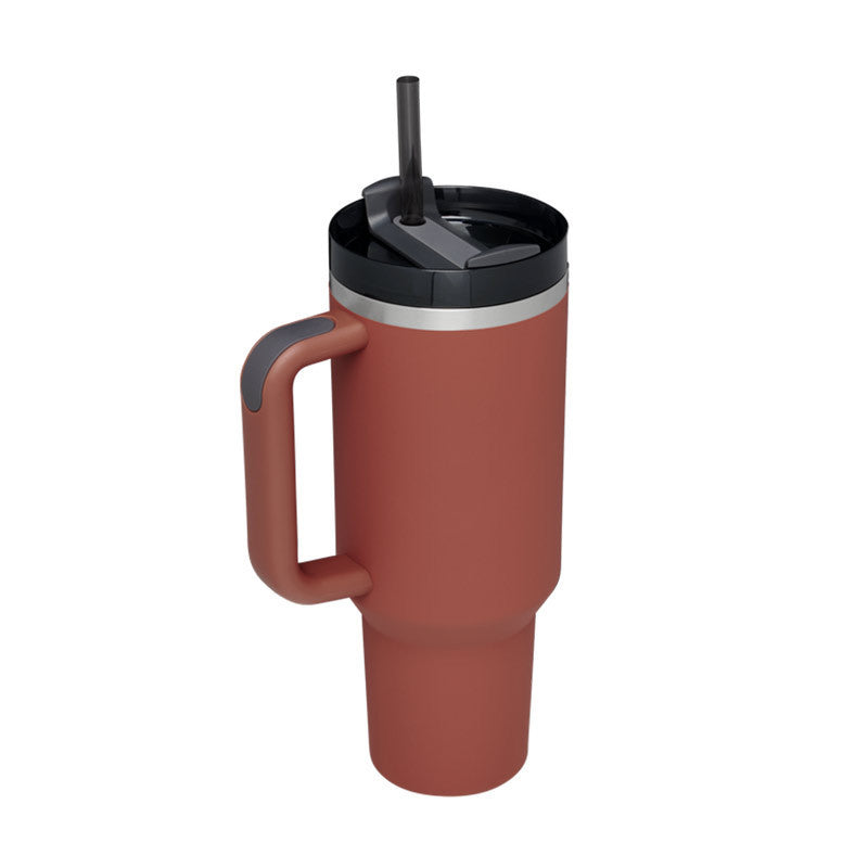 40 Oz Insulated Tumbler With Handle & Straw – Stainless Steel Spill-Proof Travel Mug. - Home Fusion