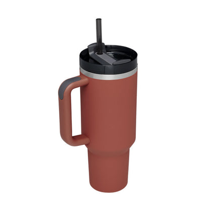 40 Oz Insulated Tumbler With Handle & Straw – Stainless Steel Spill-Proof Travel Mug. - Home Fusion