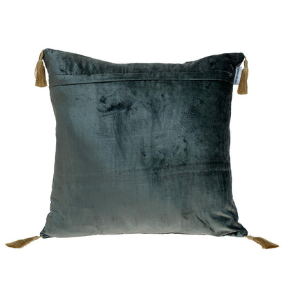 Gray pillow with tassels on a white background