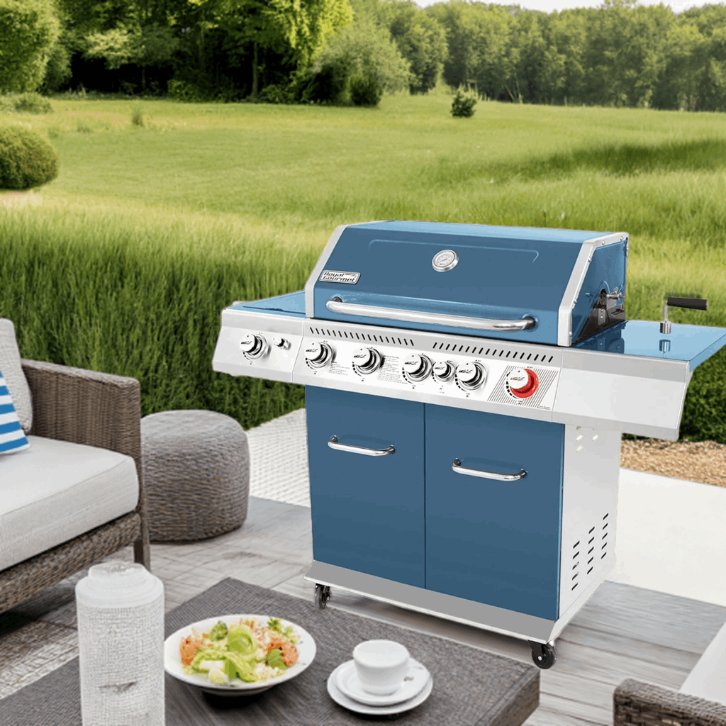 Royal Gourmet GA5403B 5-Burner BBQ Cabinet Style Propane Gas Grill with Rotisserie Kit - Home Fusion