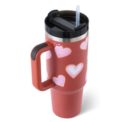 40 Oz Insulated Tumbler With Handle & Straw – Stainless Steel Spill-Proof Travel Mug. - Home Fusion