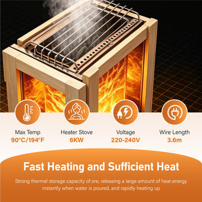 6000W Outdoor Traditional Steam Sauna for 4 People – Cedar Wood Sauna.