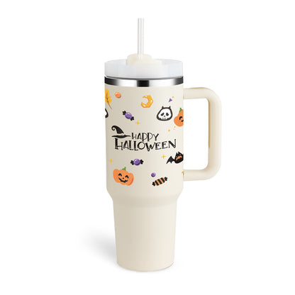 40 Oz Insulated Tumbler With Handle & Straw – Stainless Steel Spill-Proof Travel Mug. - Home Fusion