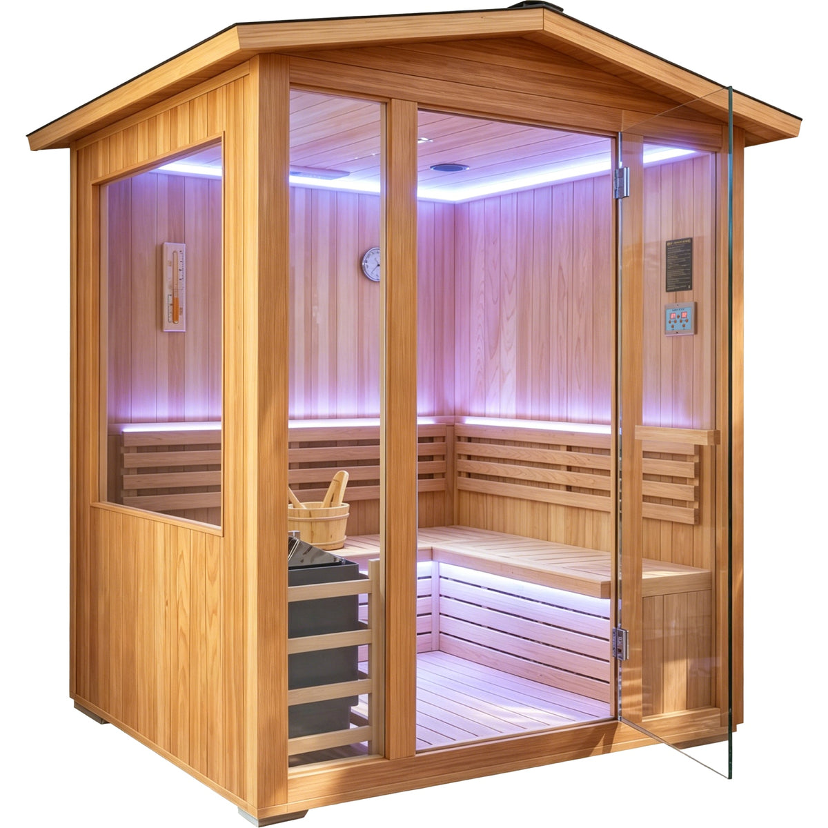 6000W Outdoor Traditional Steam Sauna for 4 People – Cedar Wood Sauna.