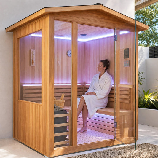 6000W Outdoor Traditional Steam Sauna for 4 People – Cedar Wood Sauna.