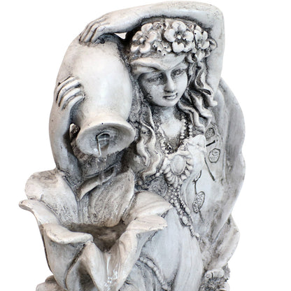 43" Light Gray Polyresin LED lights Garden Art