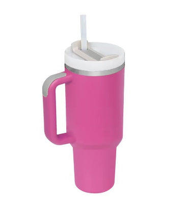 40 Oz Insulated Tumbler With Handle & Straw – Stainless Steel Spill-Proof Travel Mug. - Home Fusion