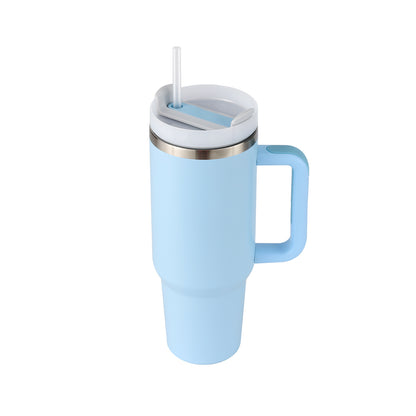 40 Oz Insulated Tumbler With Handle & Straw – Stainless Steel Spill-Proof Travel Mug. - Home Fusion