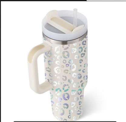 40 Oz Insulated Tumbler With Handle & Straw – Stainless Steel Spill-Proof Travel Mug. - Home Fusion