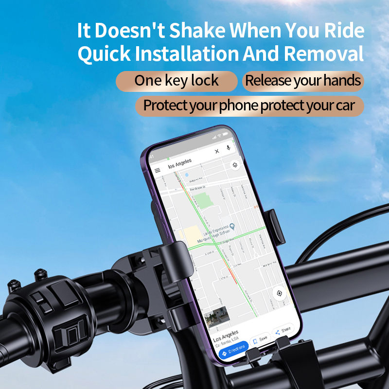 Electric bike mobile phone holder, motorcycle bicycle holder, rider mobile phone, car mounted battery car, shock-absorbing mobile phone holder - Home Fusion