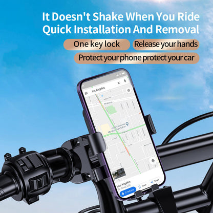 Electric bike mobile phone holder, motorcycle bicycle holder, rider mobile phone, car mounted battery car, shock-absorbing mobile phone holder - Home Fusion