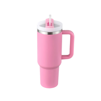 40 Oz Insulated Tumbler With Handle & Straw – Stainless Steel Spill-Proof Travel Mug. - Home Fusion