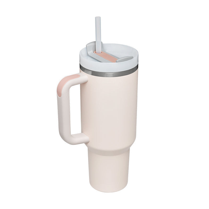 40 Oz Insulated Tumbler With Handle & Straw – Stainless Steel Spill-Proof Travel Mug. - Home Fusion