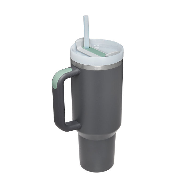 40 Oz Insulated Tumbler With Handle & Straw – Stainless Steel Spill-Proof Travel Mug. - Home Fusion