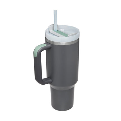 40 Oz Insulated Tumbler With Handle & Straw – Stainless Steel Spill-Proof Travel Mug. - Home Fusion
