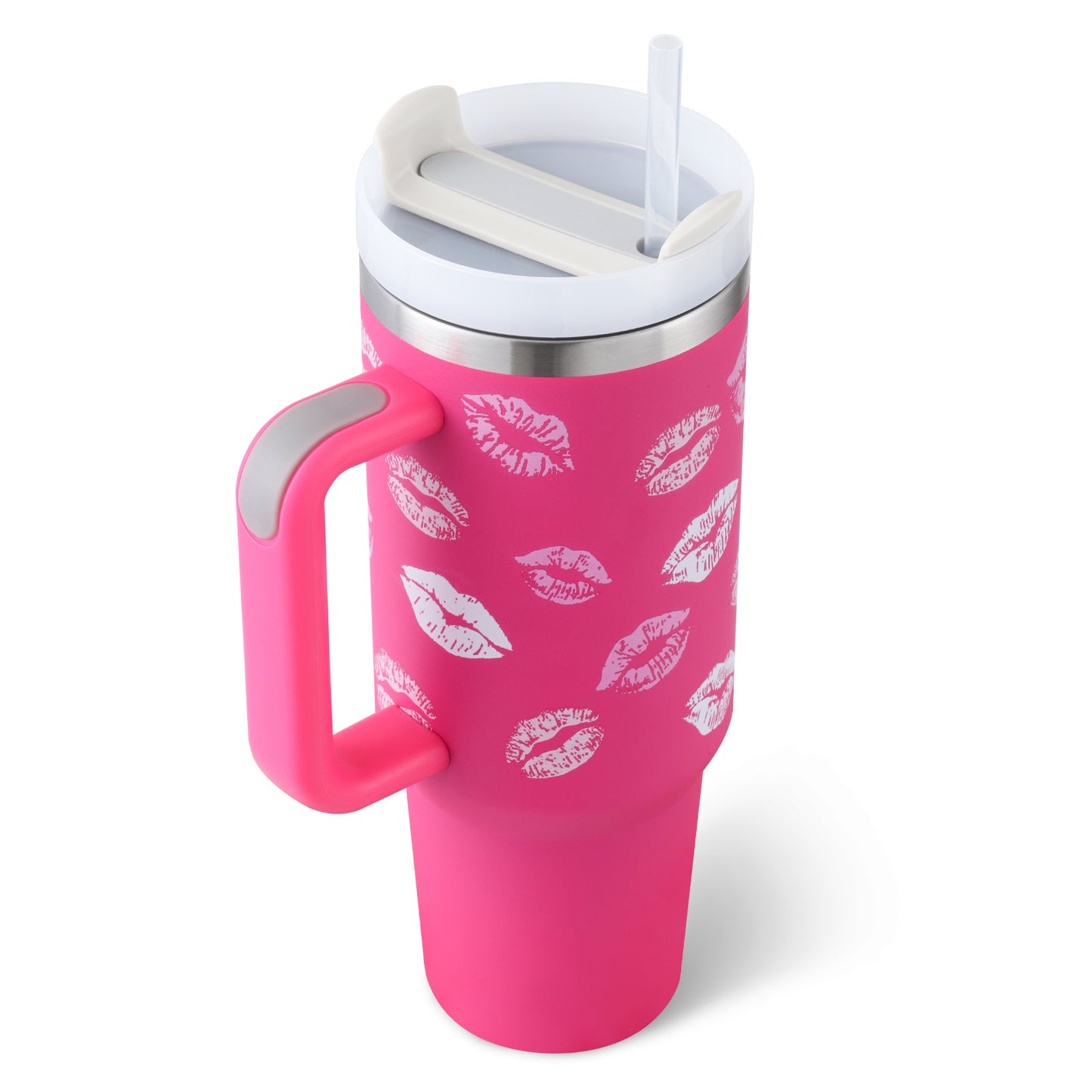 40 Oz Insulated Tumbler With Handle & Straw – Stainless Steel Spill-Proof Travel Mug. - Home Fusion