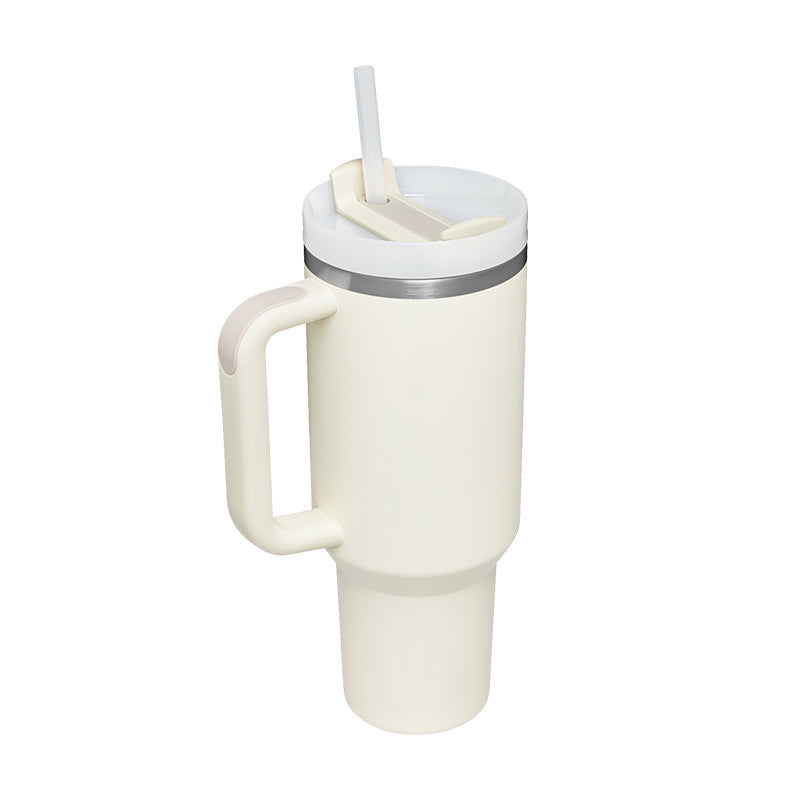 40 Oz Insulated Tumbler With Handle & Straw – Stainless Steel Spill-Proof Travel Mug. - Home Fusion
