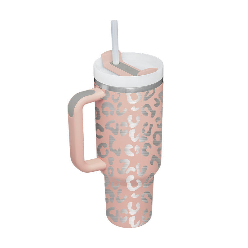 40 Oz Insulated Tumbler With Handle & Straw – Stainless Steel Spill-Proof Travel Mug. - Home Fusion