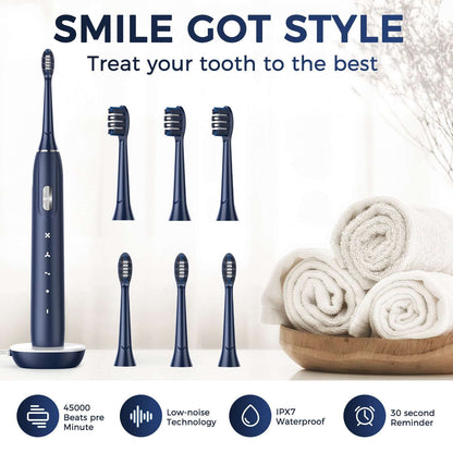 Electric Toothbrush for Adults - Rechargeable Electric Toothbrushes with Brush Heads &amp; Holder, Travel Case, Power Electric Toothbrush with Holder，3 Hours Charge for 120 Days - Home Fusion