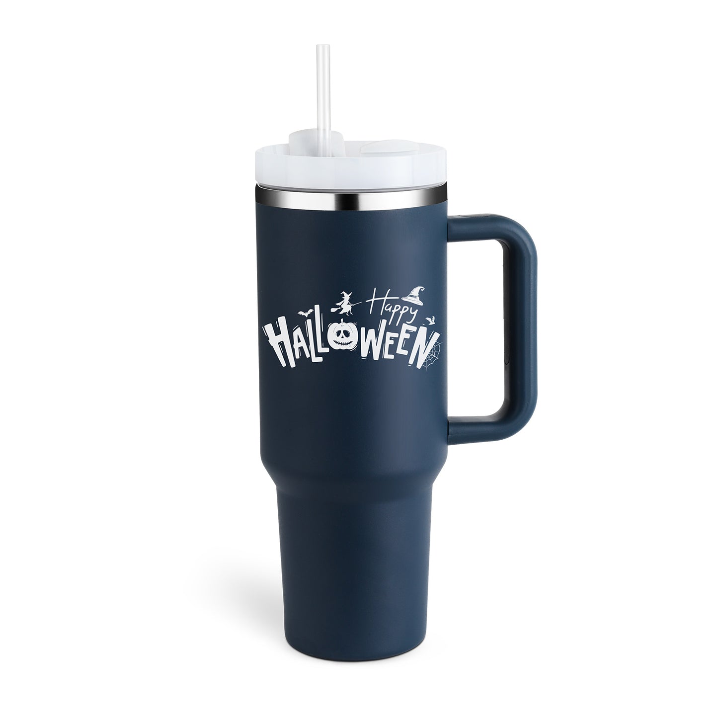 40 Oz Insulated Tumbler With Handle & Straw – Stainless Steel Spill-Proof Travel Mug. - Home Fusion