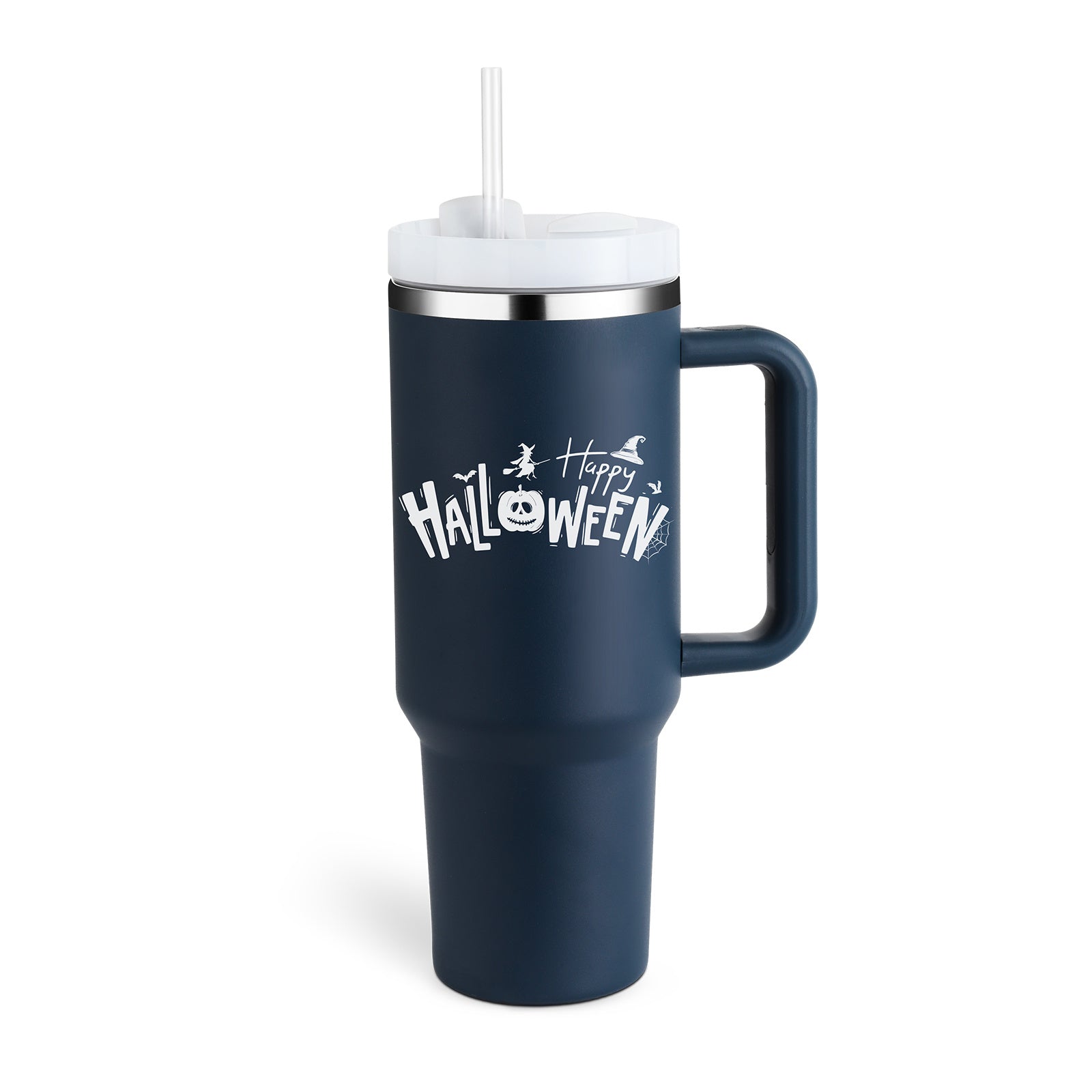 40 Oz Insulated Tumbler With Handle & Straw – Stainless Steel Spill-Proof Travel Mug. - Home Fusion