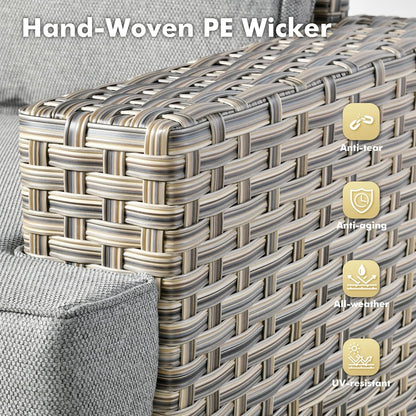 WEAXTY 6 Pieces Wicker Patio Furniture,Outdoor Sectional Furniture Set with Cushions and Luminous Coffee Table,All-Weather Conversation Sets Patio Furniture(Dark Gray)