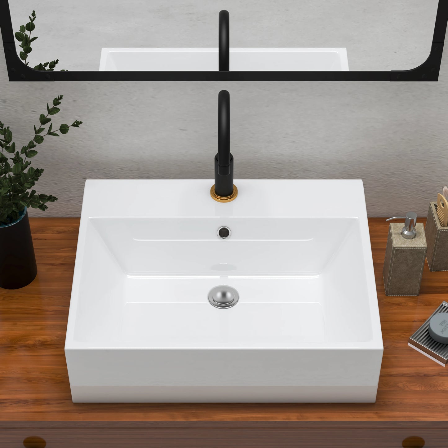 Vessel Sink, Above Countertop  Sink Rectangular/Egg Shape  White - Home Fusion