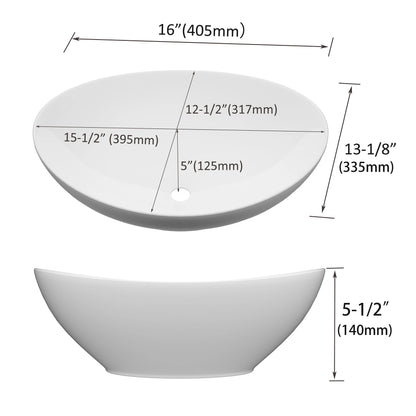 Vessel Sink, Above Countertop  Sink Rectangular/Egg Shape  White - Home Fusion