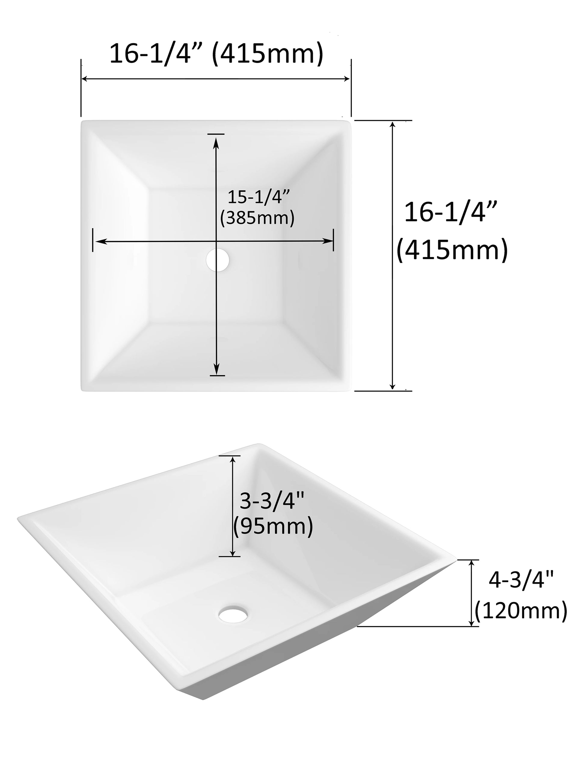Vessel Sink, Above Countertop  Sink Rectangular/Egg Shape  White - Home Fusion