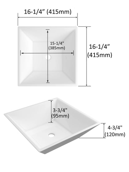Vessel Sink, Above Countertop  Sink Rectangular/Egg Shape  White - Home Fusion