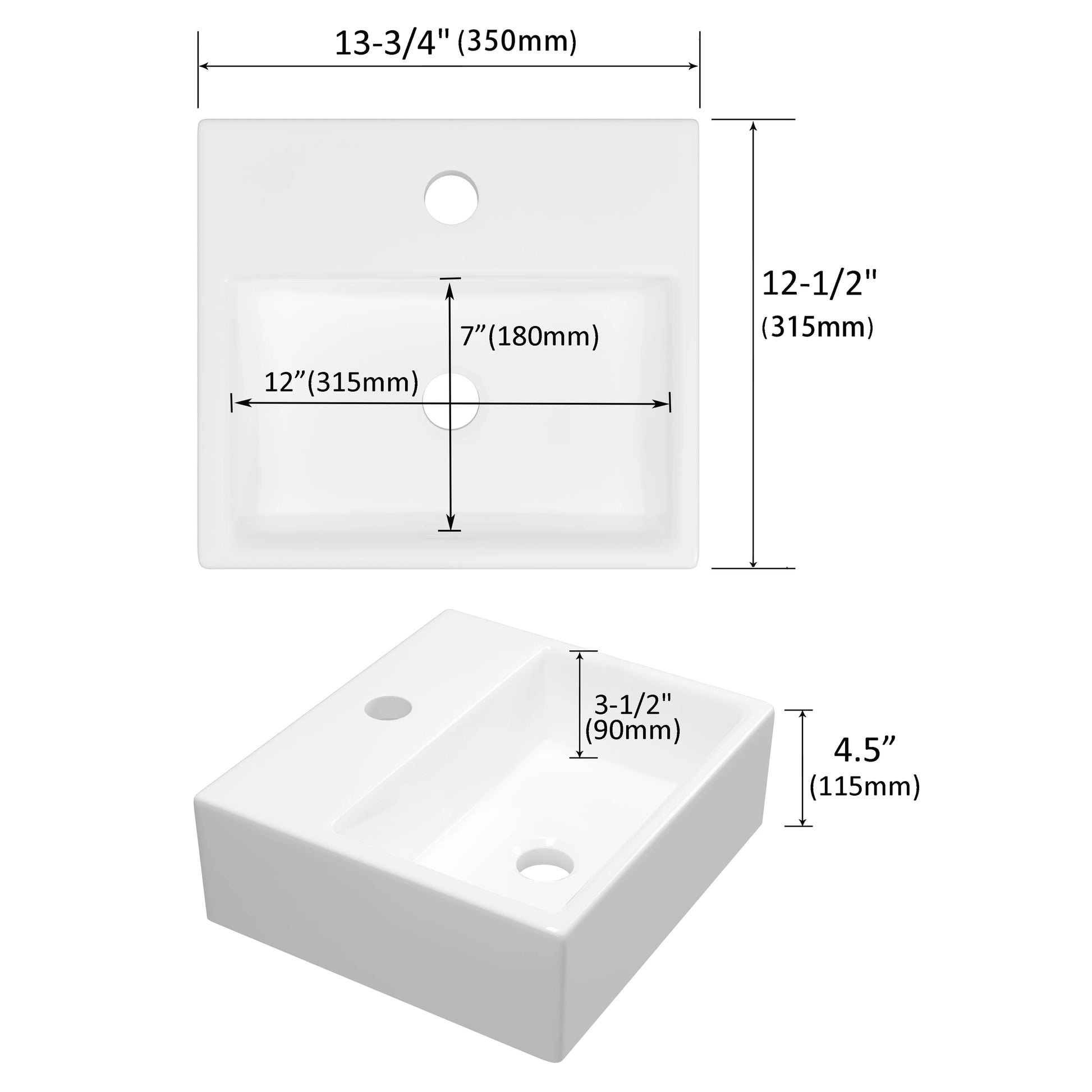 Vessel Sink, Above Countertop  Sink Rectangular/Egg Shape  White - Home Fusion