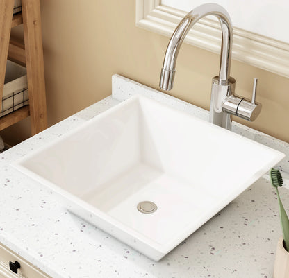 Vessel Sink, Above Countertop  Sink Rectangular/Egg Shape  White - Home Fusion