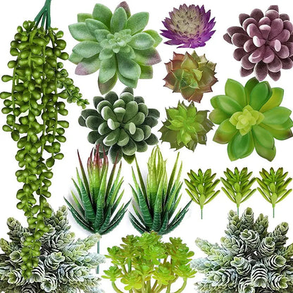 Artificial Succulent Plants-16 Pcs Set Faux Fake Succulents Plants,Crafting DIY Floral Decor for Garden Office(High Realistic) - Home Fusion